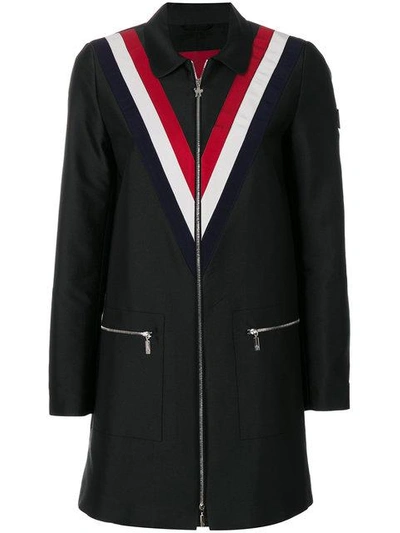 Shop Moncler Front Zip Coat - Black