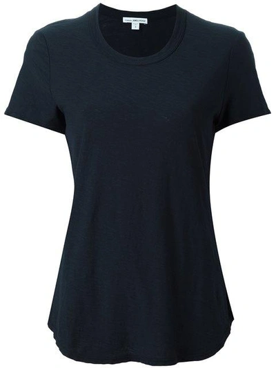 Shop James Perse Round Neck Shortsleeved T-shirt In Blue