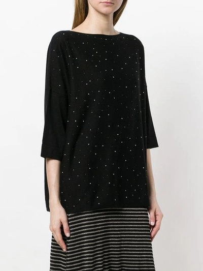 Shop Snobby Sheep Speckled Knitted Top In Black