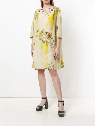 Shop Antonio Marras Floral Print Dress In Neutrals