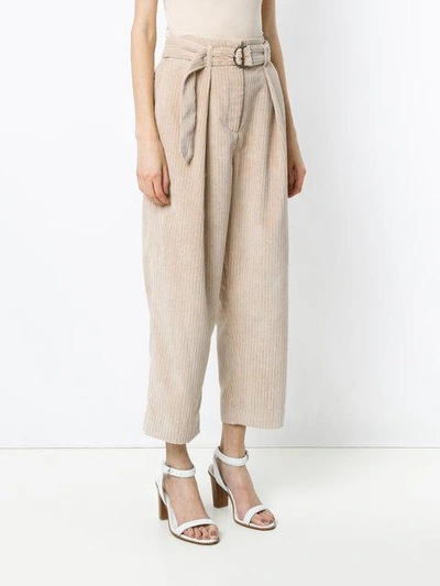 Shop Andrea Marques Cropped Corduroy Trousers In Off White