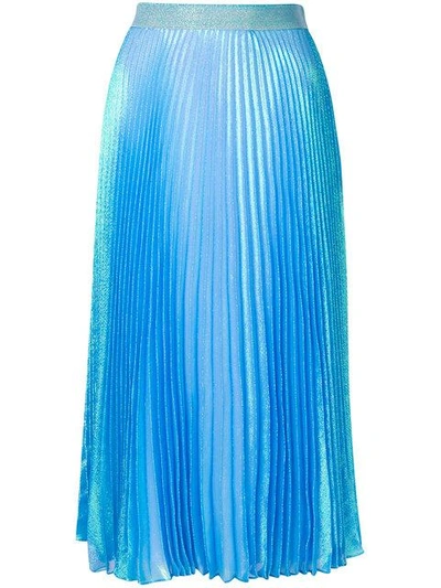 Shop Christopher Kane Irridescent Pleated Skirt - Blue