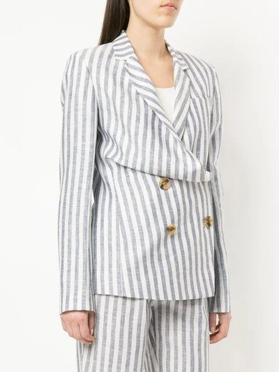 Shop Anna October Striped Double Breasted Blazer - Blue