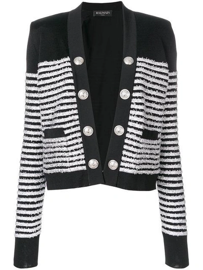 Shop Balmain Embellished Stripe Jacket - Black