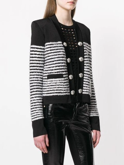 Shop Balmain Embellished Stripe Jacket - Black