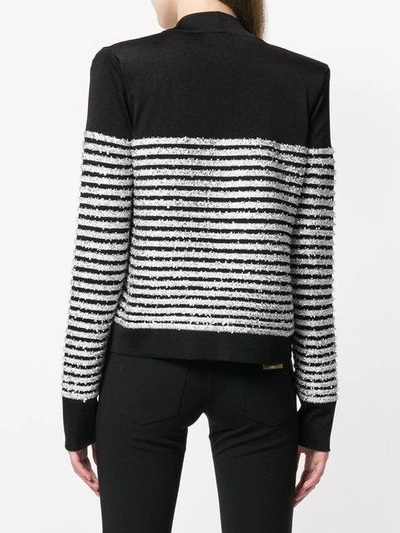 Shop Balmain Embellished Stripe Jacket - Black