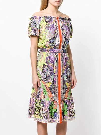 Shop Etro Schulterfreies Kleid Mit Ethno-print In Multicolour