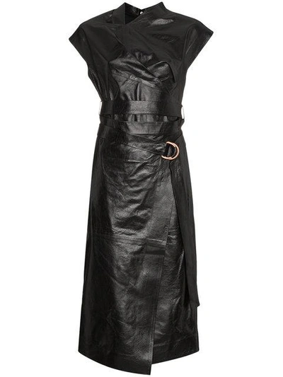 Shop Proenza Schouler Wrap Leather Midi Dress