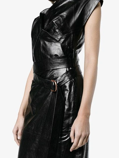 Shop Proenza Schouler Wrap Leather Midi Dress
