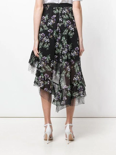 Shop Blumarine Asymmetric Floral Skirt