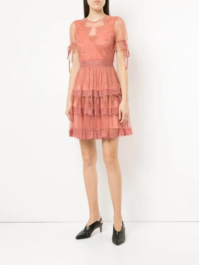 Shop Three Floor Tiered Lace Mini Dress
