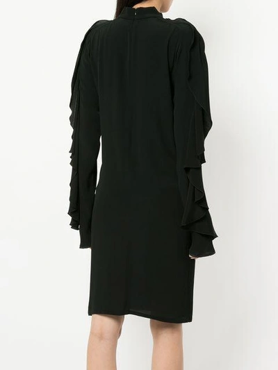 Shop Strateas Carlucci Exposed Orchid Ruffled-sleeve Dress - Black