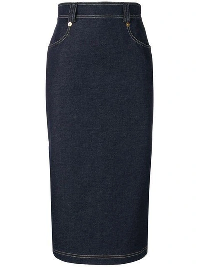 Shop Versace Denim Midi Skirt