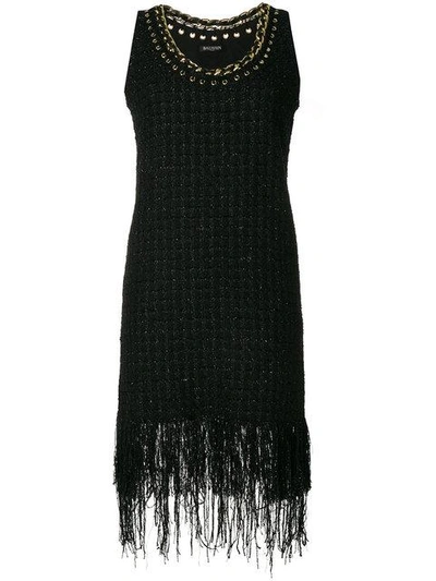 fringe-trimmed tweed dress