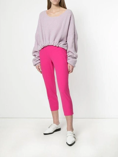Shop Piazza Sempione Cropped Slim Fit Trousers In Pink