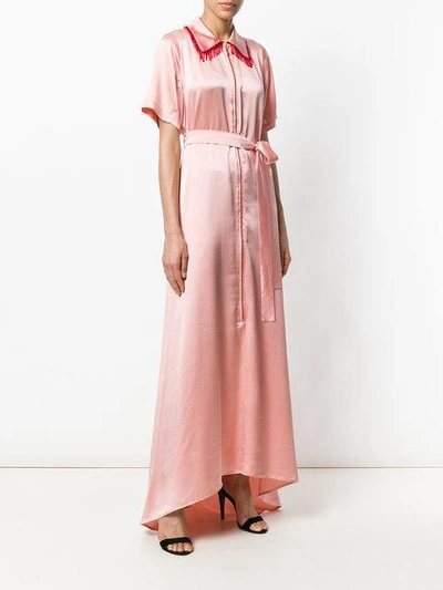 Shop Giacobino Beaded Fringes Long Dress In Pink
