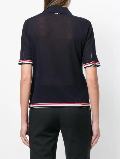 Shop Thom Browne Knitted Polo In Blue