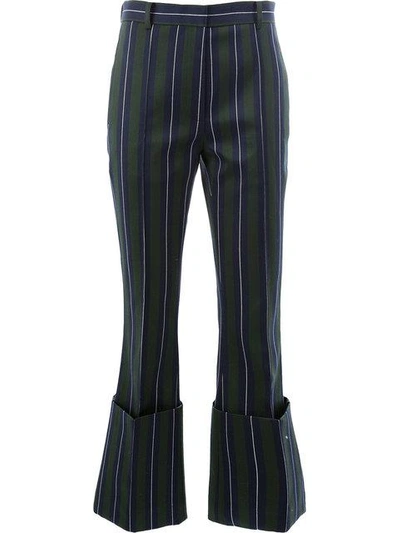 Shop Rokh Multi-stripe Cropped Trousers - Green