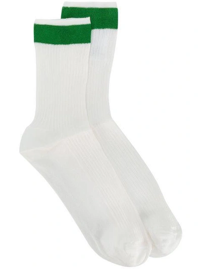 Shop Valentino Stripe Detail Socks In White