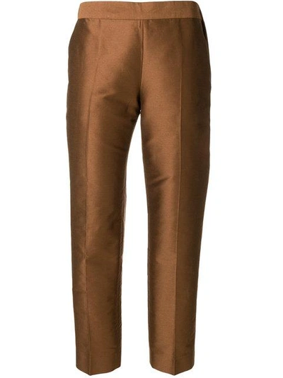 Shop Alberto Biani Cropped Tailored Trousers In Brown