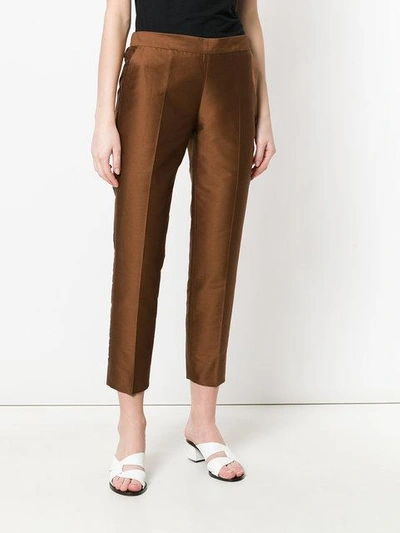 Shop Alberto Biani Cropped Tailored Trousers In Brown