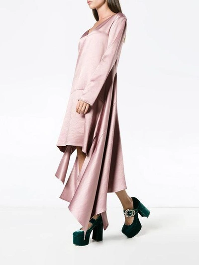 Shop Sies Marjan Bobbie Asymmetric Satin Dress In Pink