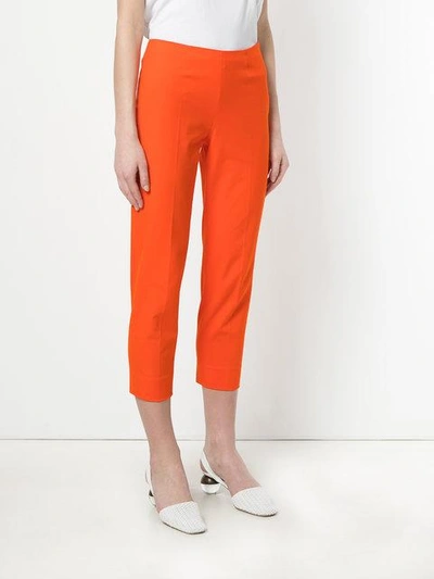 Shop Piazza Sempione Cropped Slim Fit Trousers In Orange