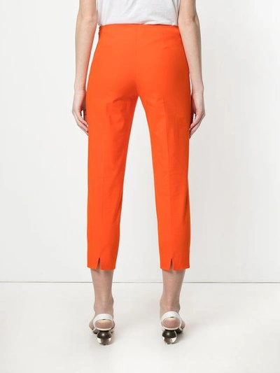 Shop Piazza Sempione Cropped Slim Fit Trousers In Orange