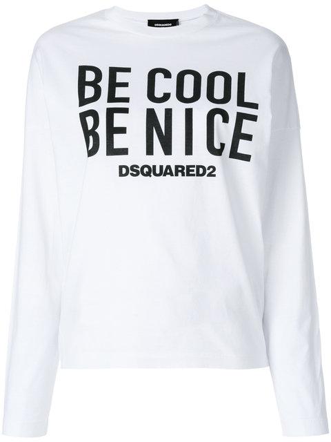 Dsquared2 Be Cool Be Nice Sweatshirt In White | ModeSens