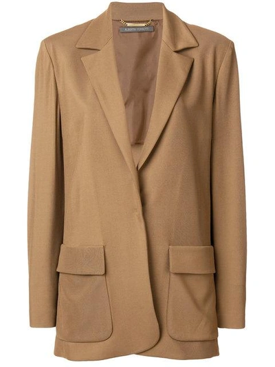 Alberta Ferretti Unlined Blazer In Brown