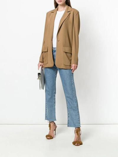 Alberta Ferretti Unlined Blazer In Brown