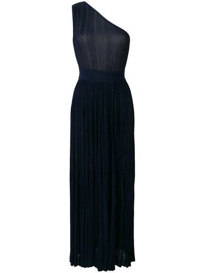 one-shoulder jersey-knit gown