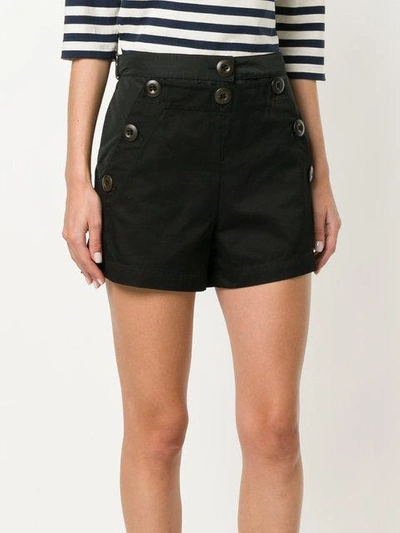 Shop Moncler Button Front Shorts - Black