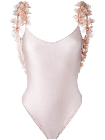 Shop La Reveche Floral Applique Swimsuit In Pink