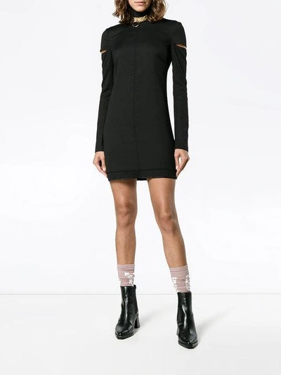 Shop Helmut Lang Mini Dress With Cut-out Shoulders - Black