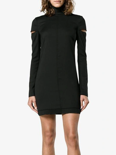 Shop Helmut Lang Mini Dress With Cut-out Shoulders - Black