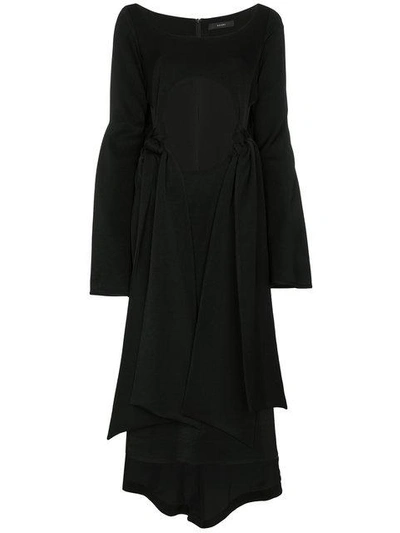 Shop Ellery Silk Ultraviolet Tie Front Dress In Black