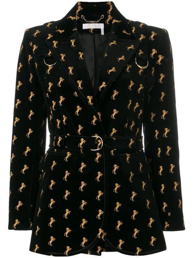 Shop Chloé Horse-embroidered Velvet Jacket