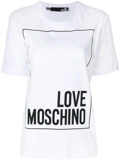 Shop Love Moschino Logo Print T-shirt In White