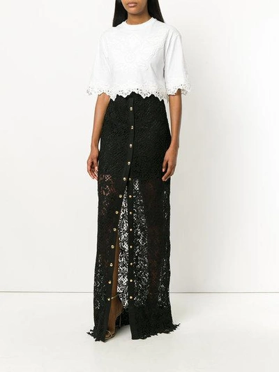 Shop Fausto Puglisi Long Lace Skirt In Black