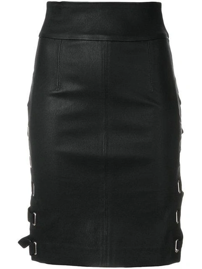 Shop Each X Other Lace-up Side Fitted Skirt - Black