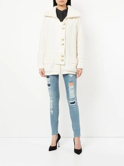 Shop Pierre Balmain Decorative Button Cardigan Coat