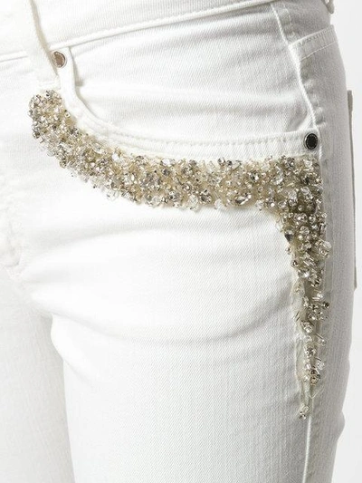 Shop Ermanno Ermanno Embellished Pocket Jeans In White