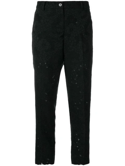 Shop Michael Michael Kors Floral Pattern Cropped Trousers In Black
