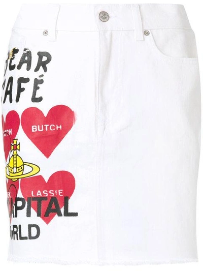 Shop Vivienne Westwood Anglomania Printed Denim Skirt