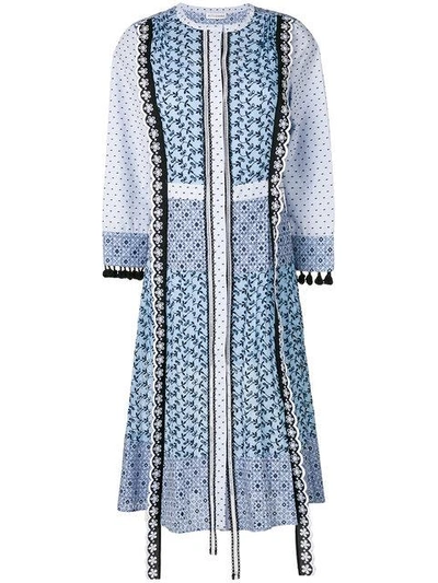 Shop Altuzarra Floral Embroidered Grenelle Dress In Blue