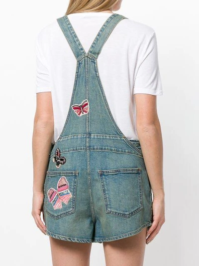 Shop Valentino Punk Insect Appliqué Dungarees In Blue
