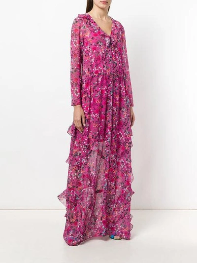 long floral ruffle dress