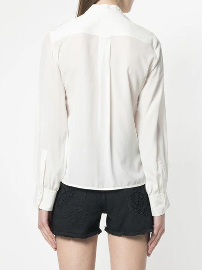 Shop Chloé Ruffle Trim Mandarin Collar Shirt - White