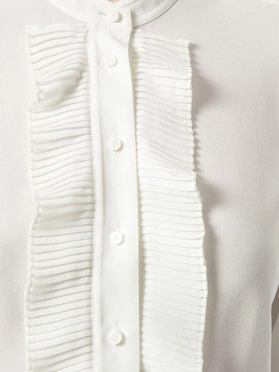 Shop Chloé Ruffle Trim Mandarin Collar Shirt - White
